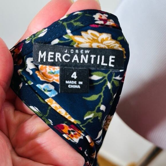 J. Crew Mercantile Navy Vintage Floral Ruched Waist Midi Dress - Picture 4 of 8